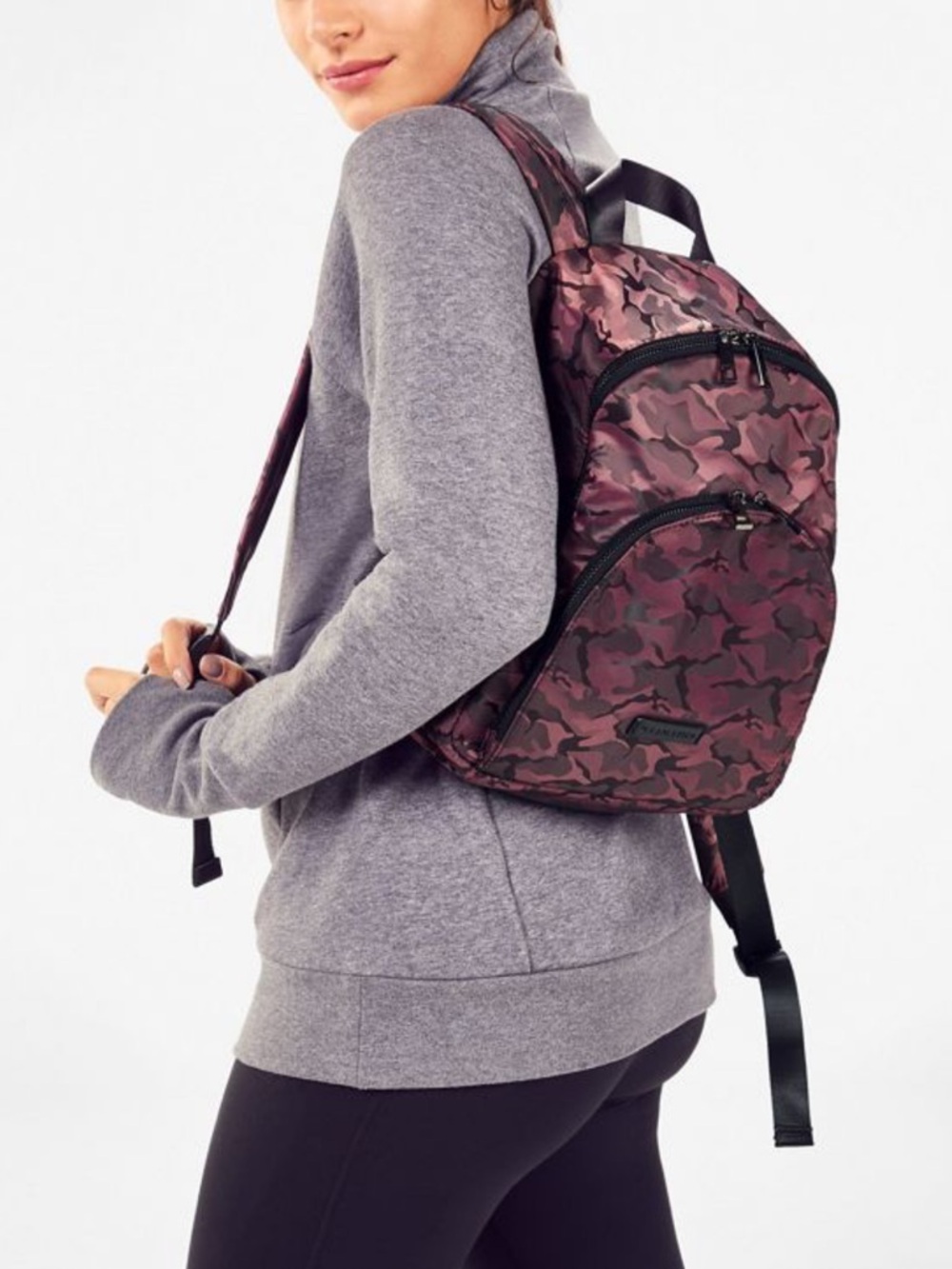 Trendy Fabletics The Downtown Burgundy Camo Backpack - Active Lifestyle